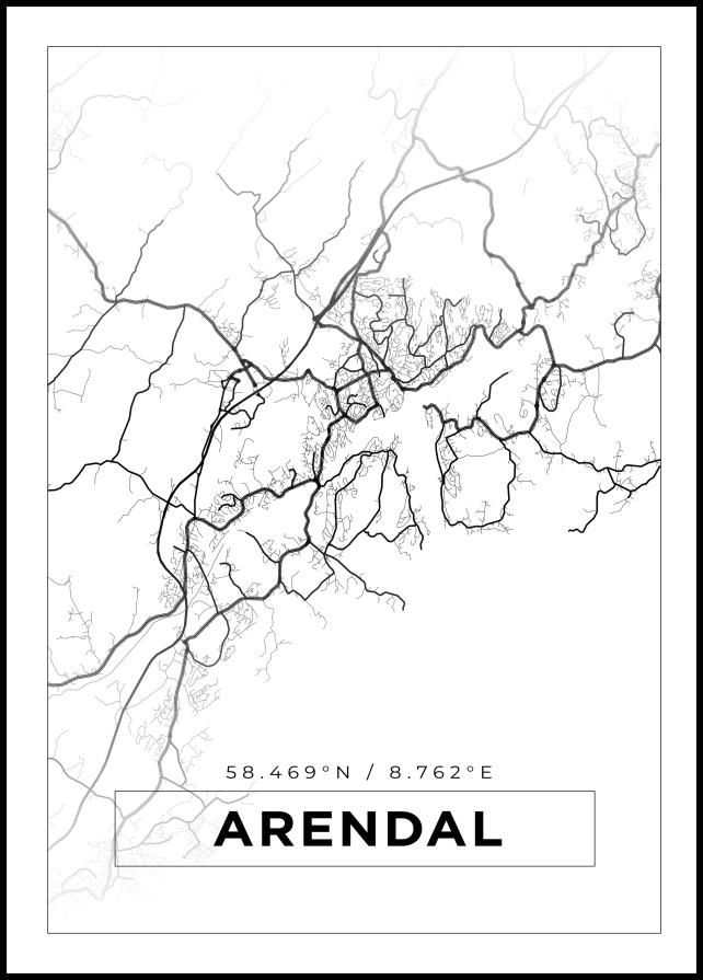 Mapa - Arendal - Cartaz Branco