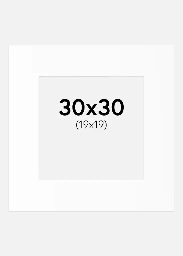 Passe-partout Branco Padrão (Bordo interior branco) 30x30 cm (19x19)