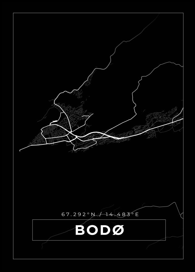 Mapa - Bodø - Cartaz Preto