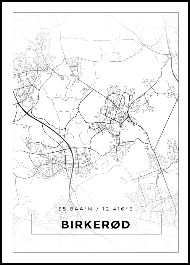 Mapa - Birkerød - Cartaz Branco