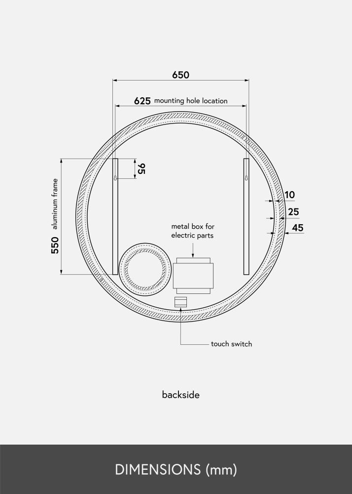 KAILA Espelho Circular Magnifying LED 100 cm Ø