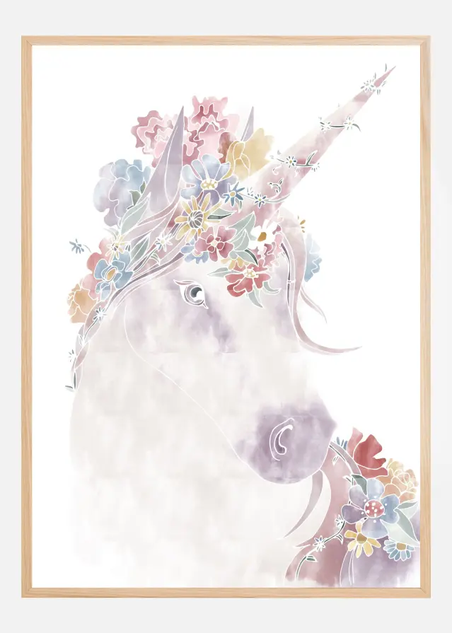 Unicorn Floral Póster