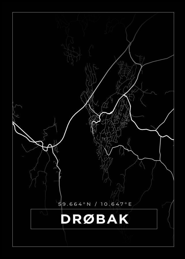 Mapa - Drøbak - Cartaz Preto