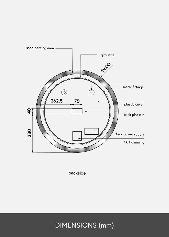 KAILA Espelho Circular LED 60 cm Ø