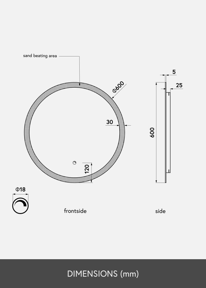 KAILA Espelho Circular LED 60 cm Ø