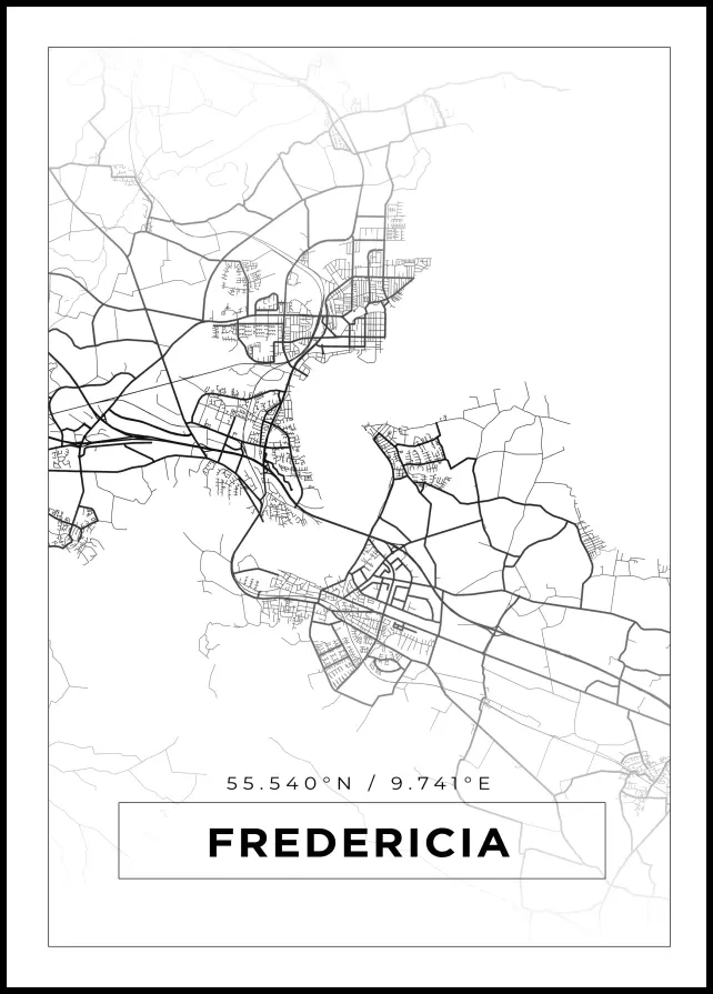 Mapa - Fredericia - Cartaz Branco