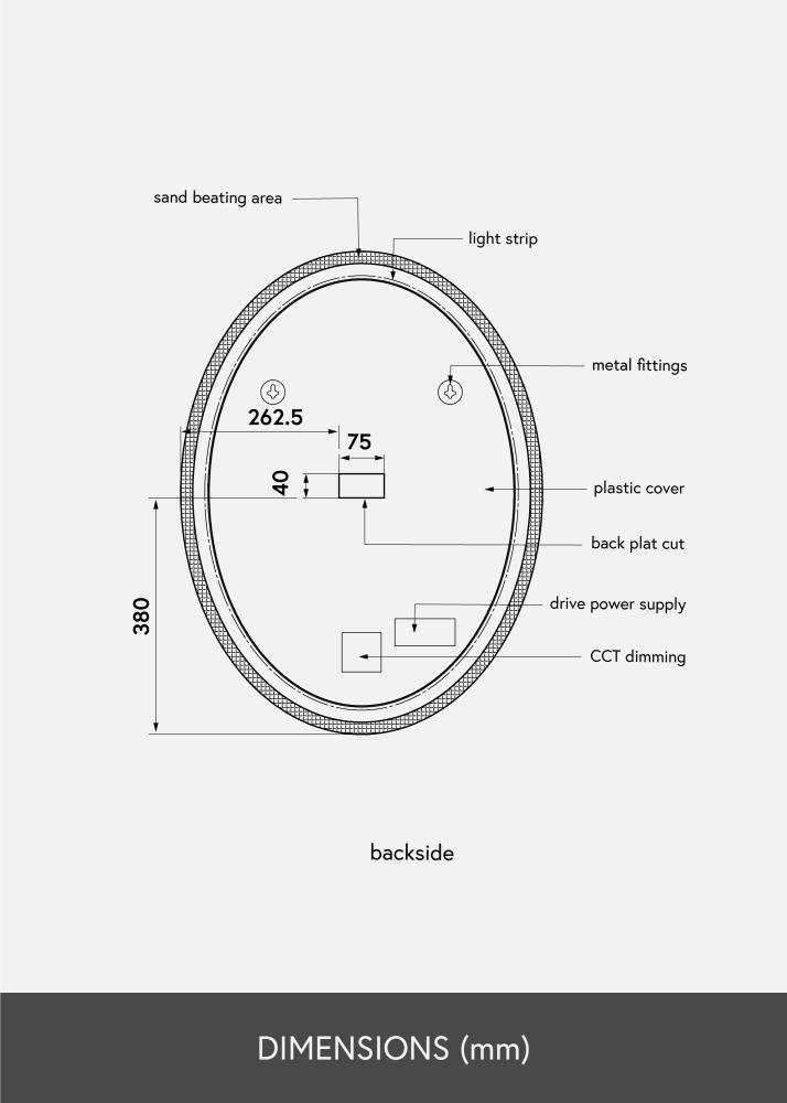 KAILA Espelho Oval LED 60x80 cm