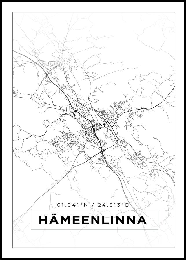 Mapa - Hämeenlinna - Cartaz Branco