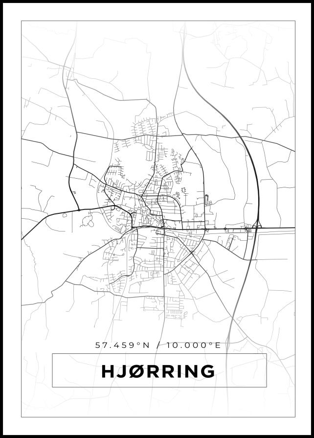 Mapa - Hjørring - Cartaz Branco