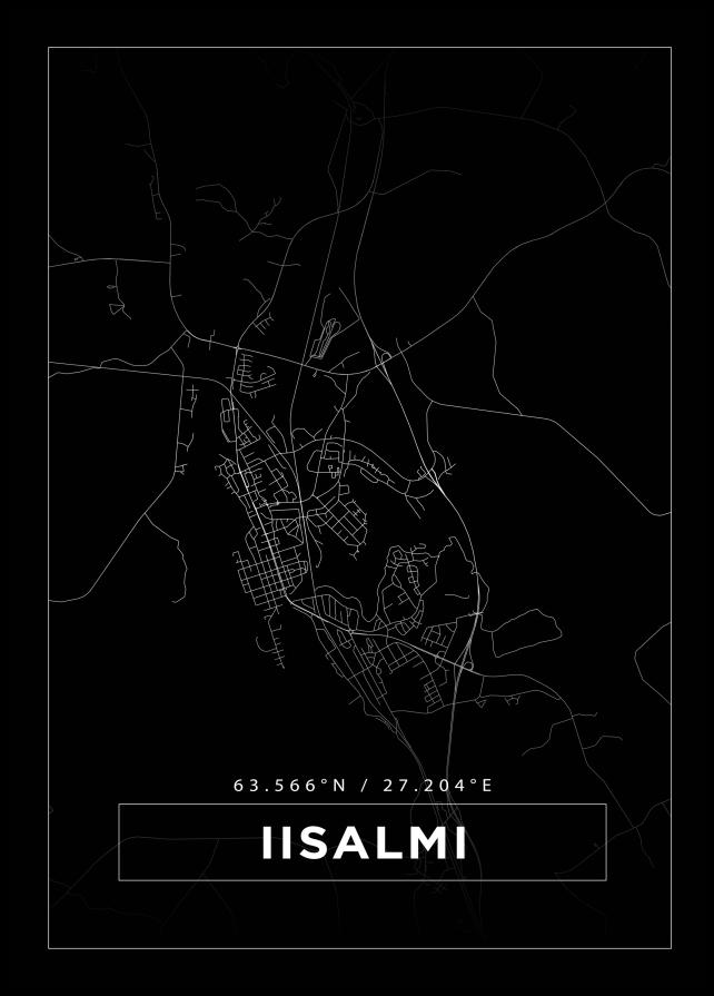 Mapa - Iisalmi - Cartaz Preto