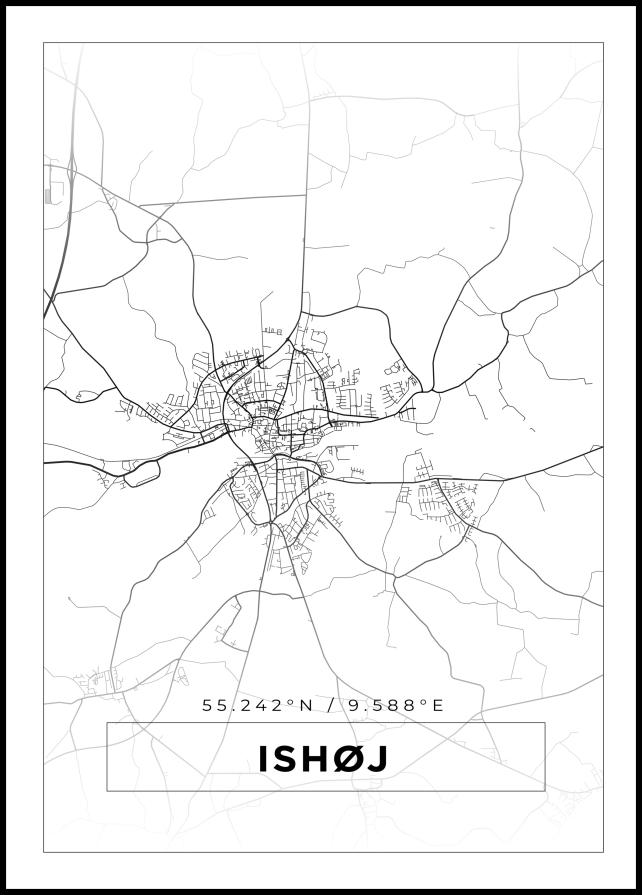 Mapa - Ishøj - Cartaz Branco