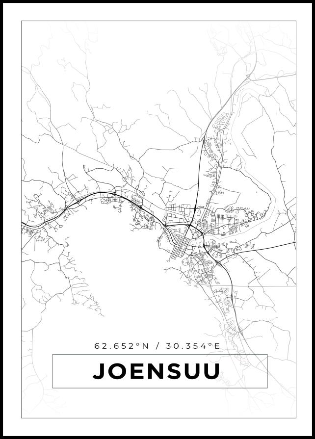 Mapa - Joensuu - Cartaz Branco