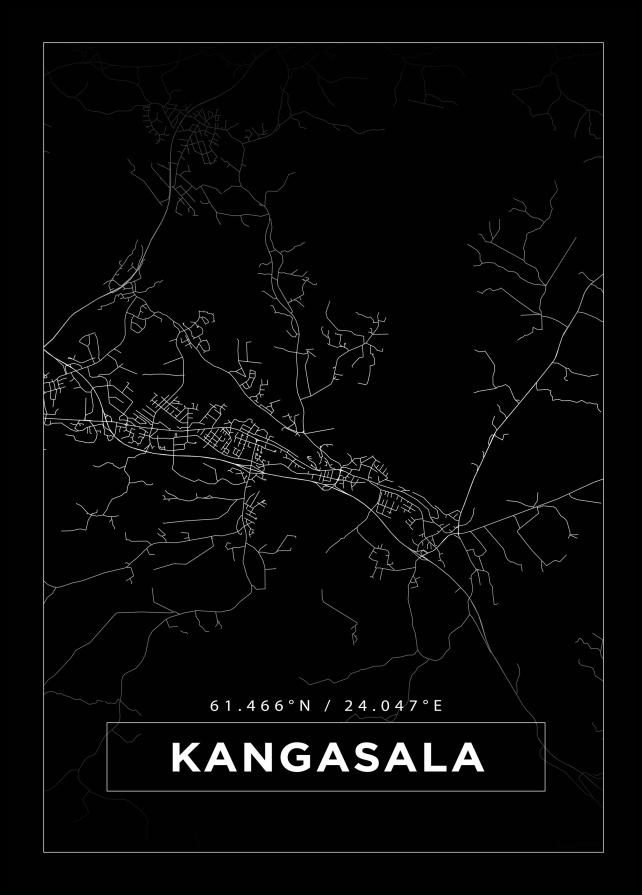 Mapa - Kangasala - Cartaz Preto