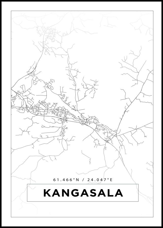 Mapa - Kangasala - Cartaz Branco