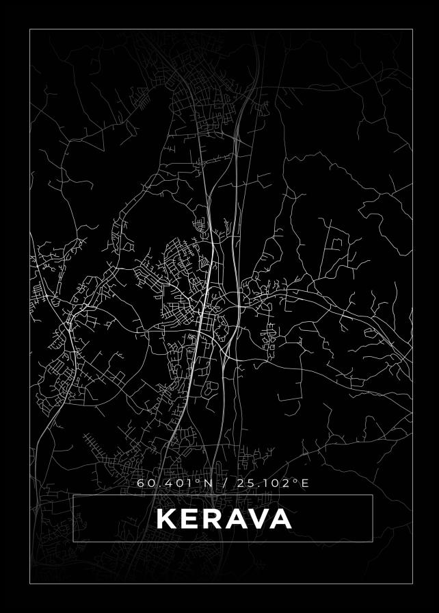 Mapa - Kerava - Cartaz Preto