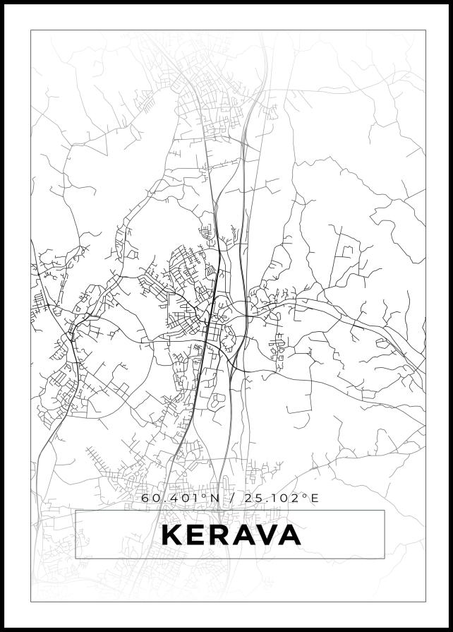 Mapa - Kerava - Cartaz Branco