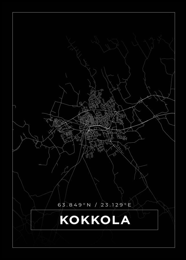 Mapa - Kokkola - Cartaz Preto