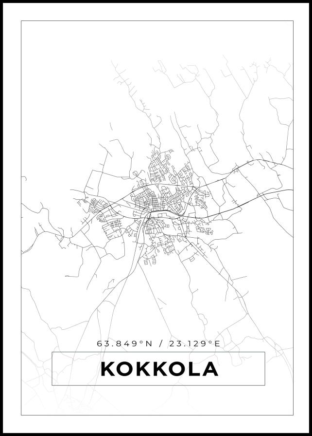 Mapa - Kokkola - Cartaz Branco