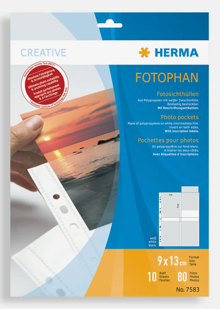 Herma Bolsas para fotografias 9x13 cm vertical - 10 unidades Branco