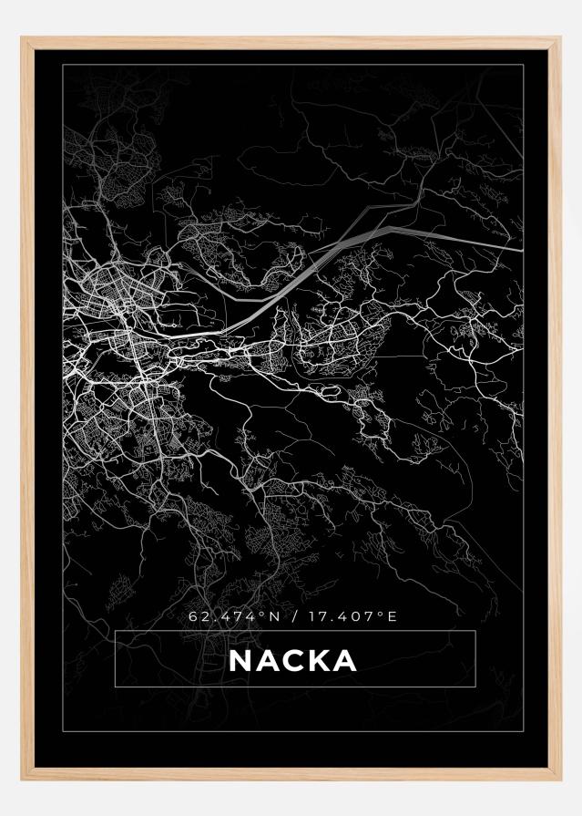 Mapa - Nacka - Cartaz Preto