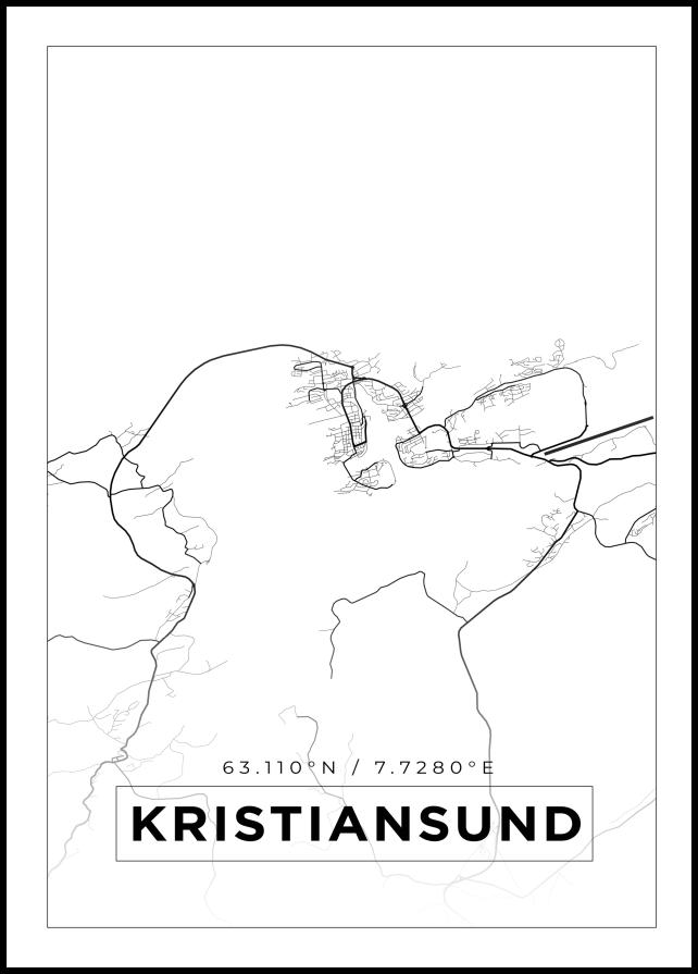 Mapa - Kristiansund - Cartaz Branco