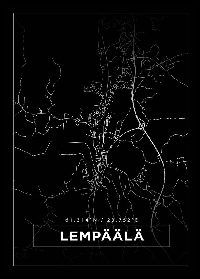 Mapa - Lempäälä - Cartaz Preto