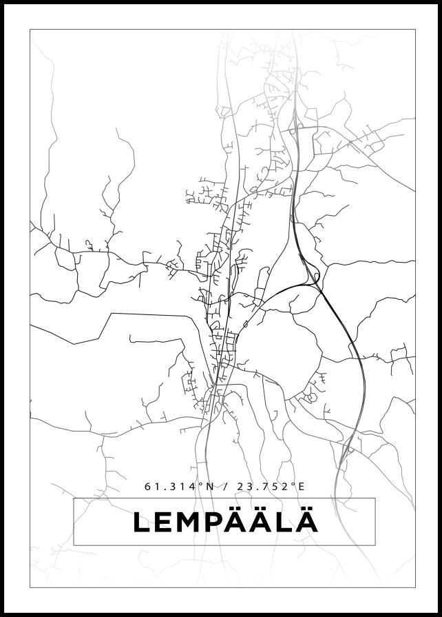 Mapa - Lempäälä - Cartaz Branco