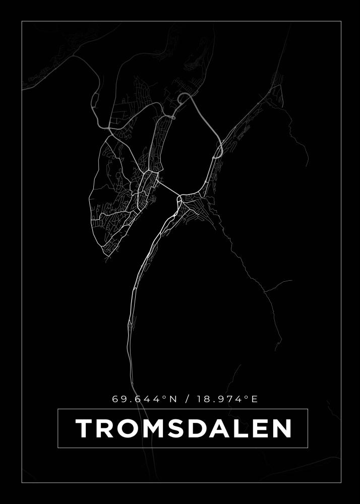 Mapa - Tromsdalen - Cartaz Preto