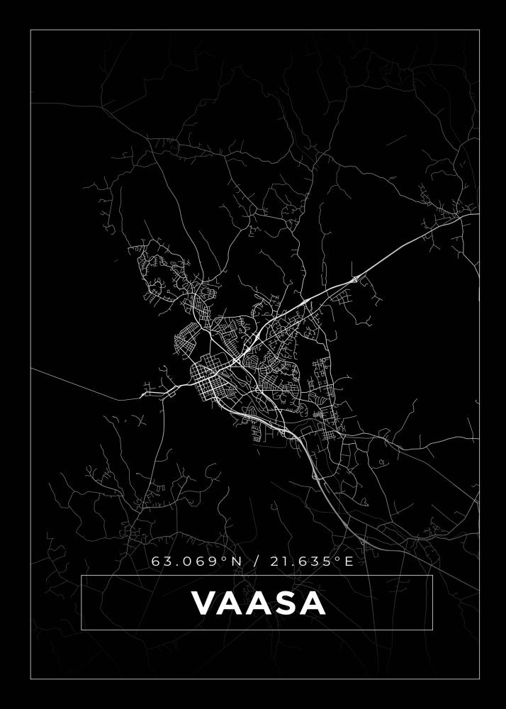 Mapa - Vaasa - Cartaz Preto