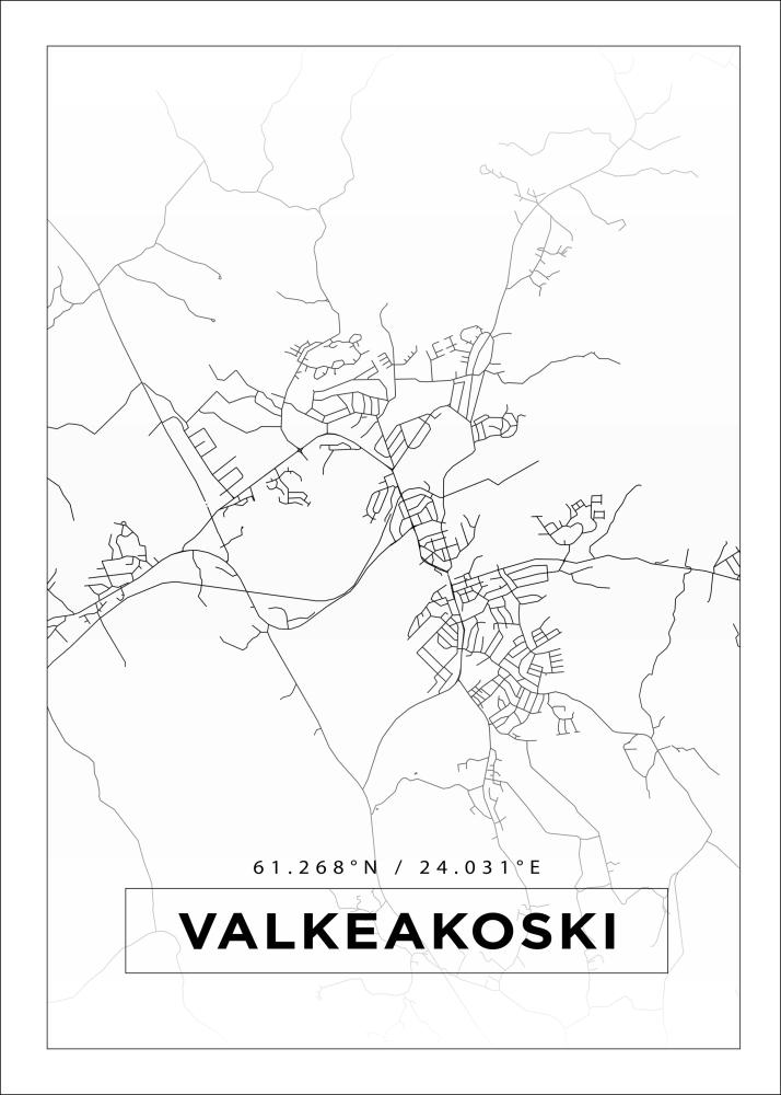 Mapa - Valkeakoski - Cartaz Branco