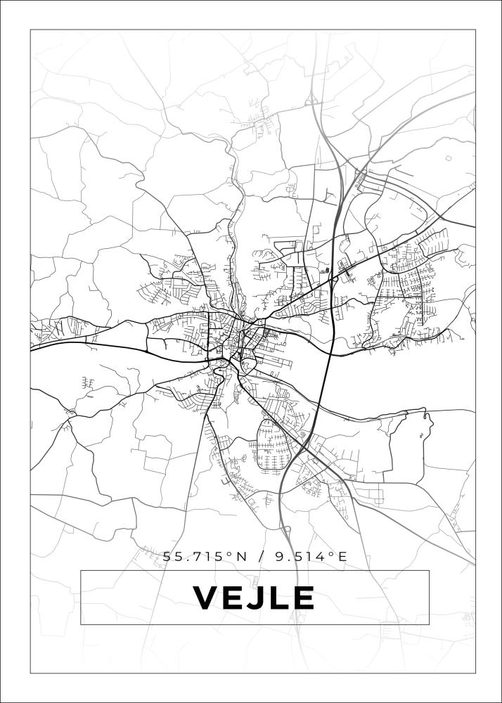 Mapa - Vejle - Cartaz Branco