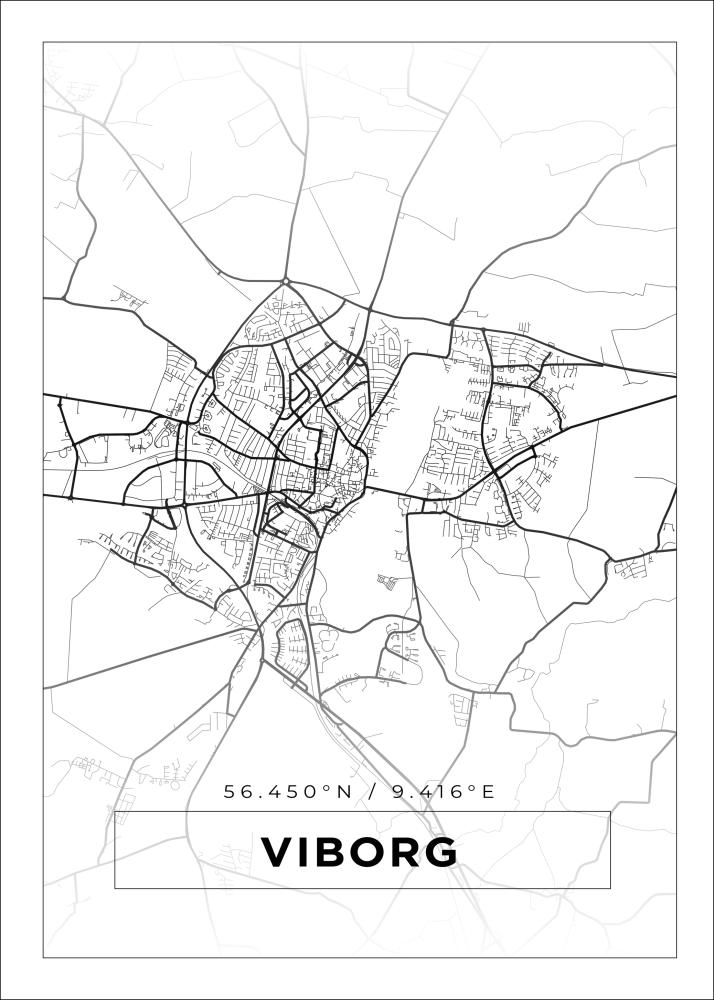 Mapa - Viborg - Cartaz Branco