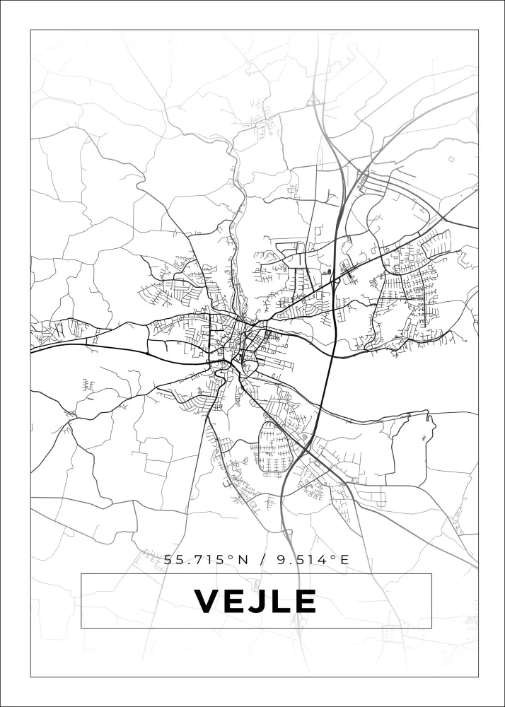 Mapa - Vejle - Cartaz Branco