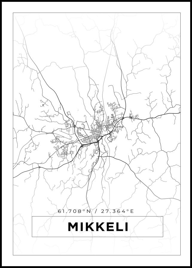 Mapa - Mikkeli - Cartaz Branco