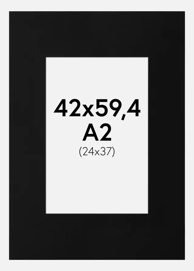 Passe-partout Preto Padrão (Bordo interior branco) A2 42x59,4 cm (24x37)