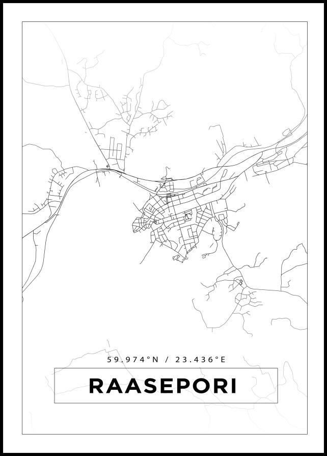 Mapa - Raseborg - Cartaz Branco