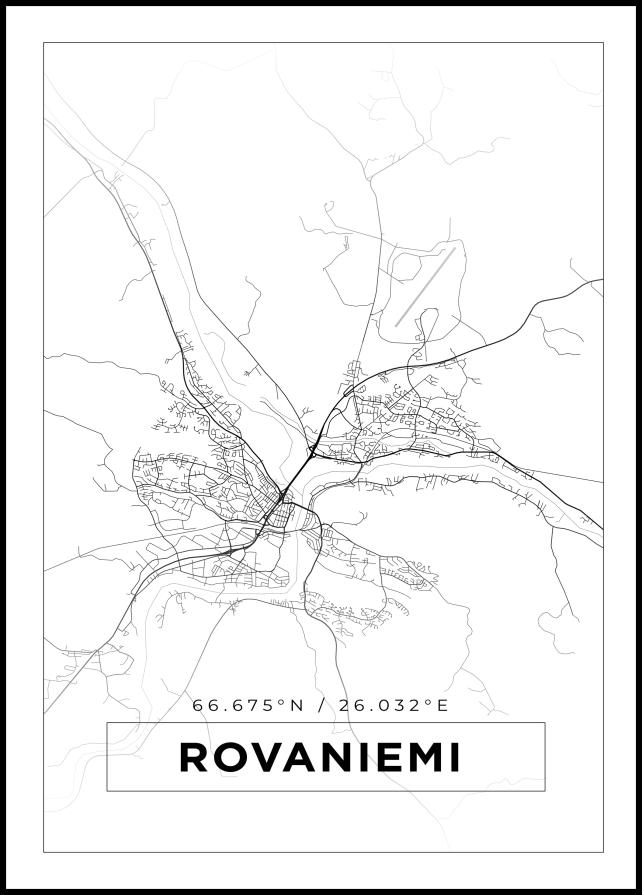 Mapa - Rovaniemi - Cartaz Branco