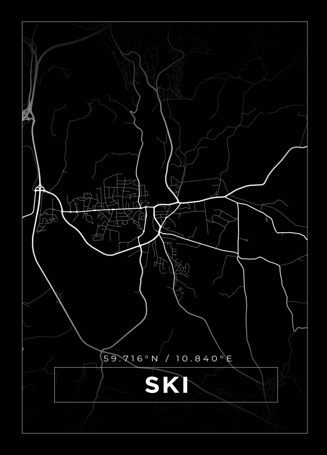 Product Image for Mapa - Ski - Cartaz Preto (21x29.7 cm (A4))