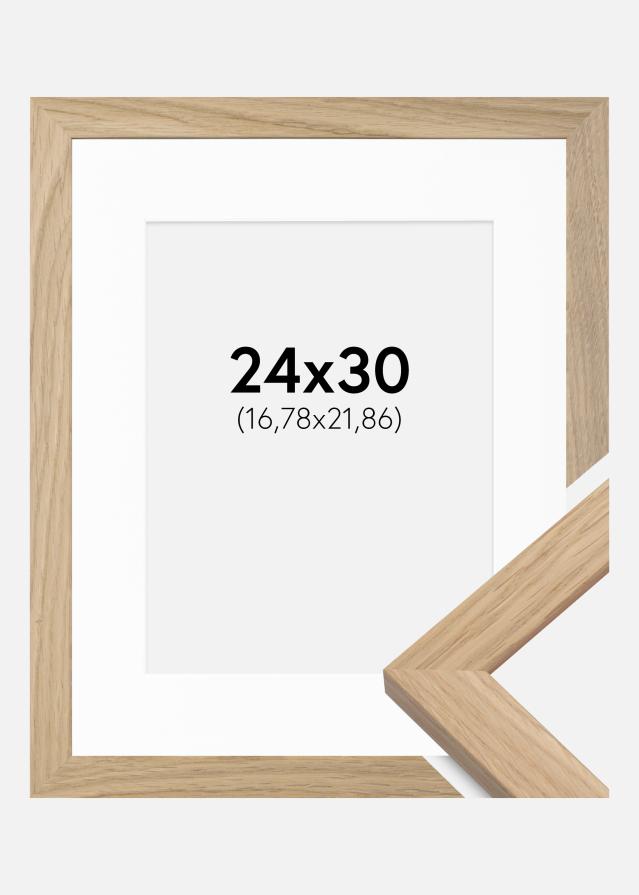 Moldura Oak Wood 24x30 cm - Passe-partout Branco 7x9 inches