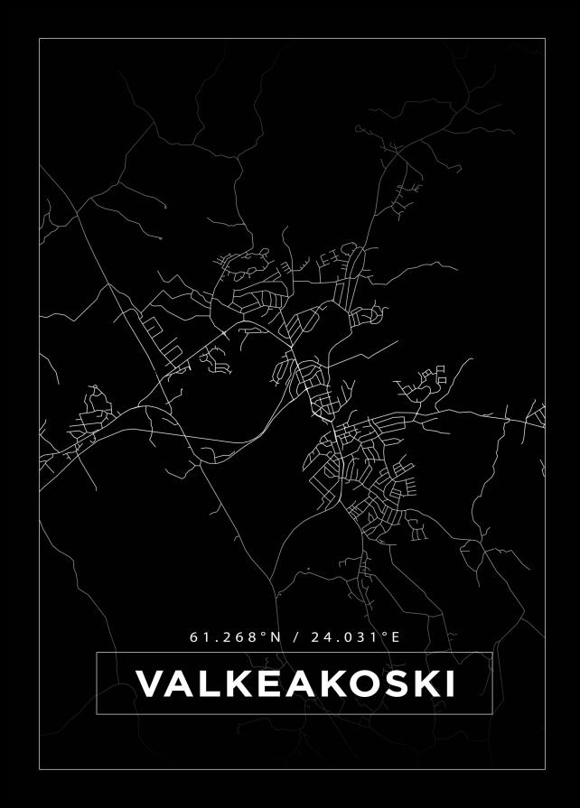 Mapa - Valkeakoski - Cartaz Preto