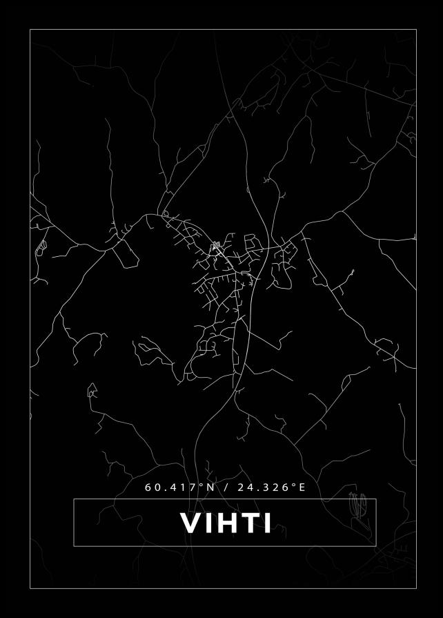 Mapa - Vihti - Cartaz Preto