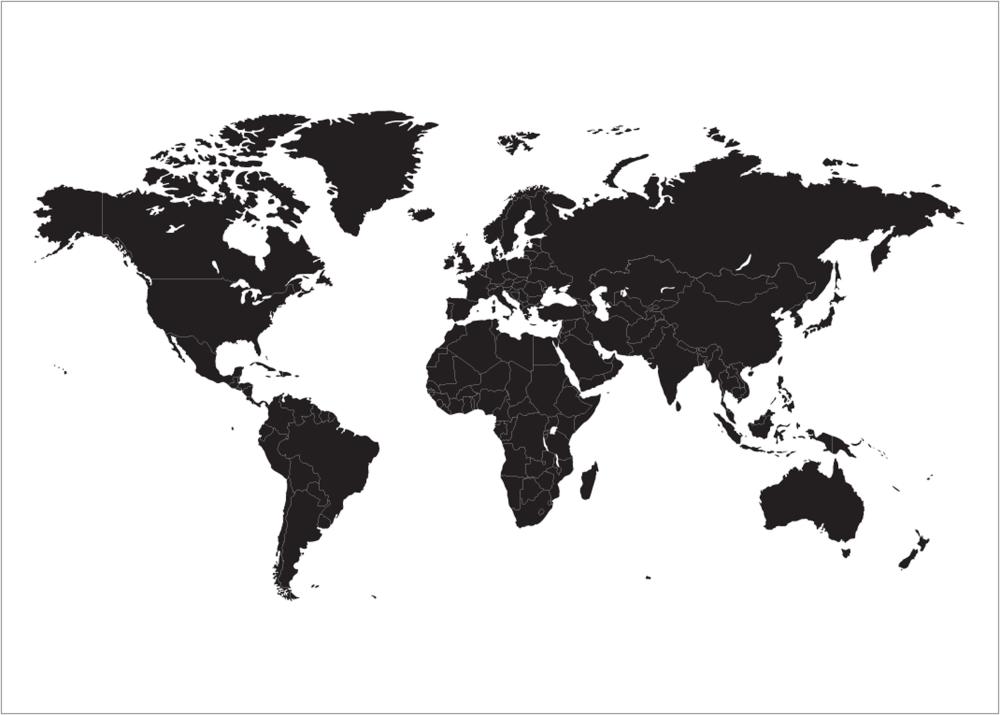 Mapa-mundo - Preto Póster