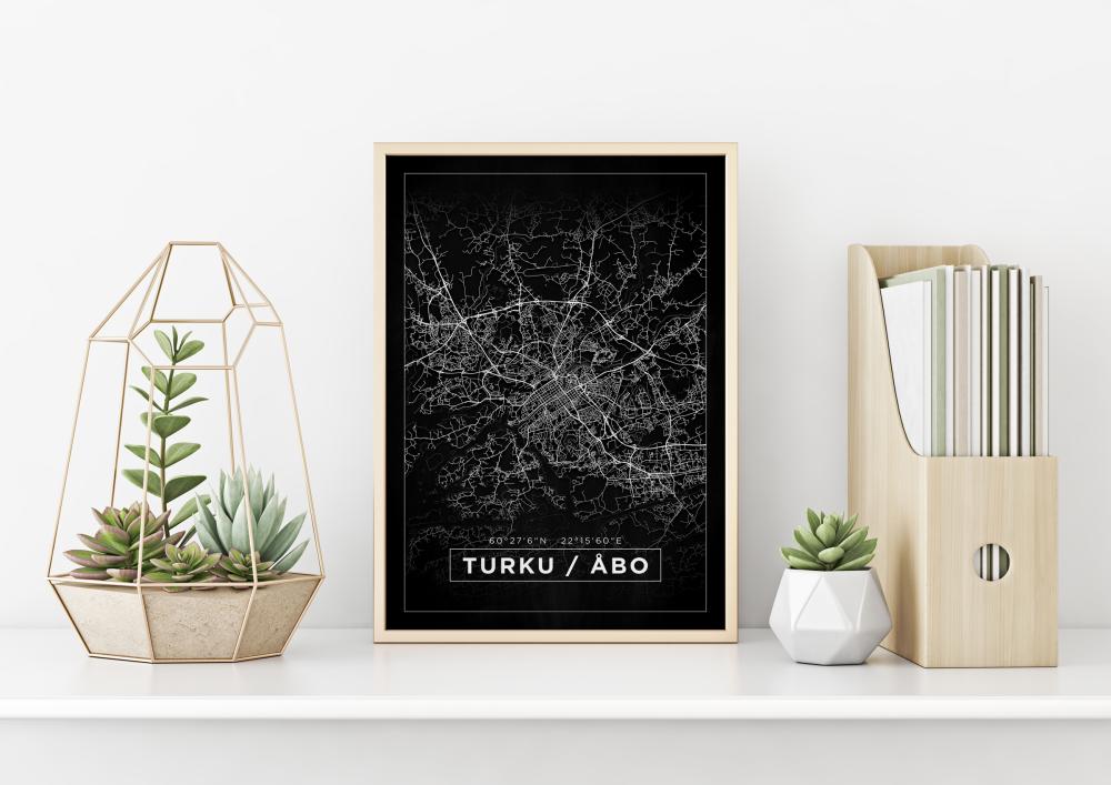 Mapa - Turku / Turku - Poster Preto