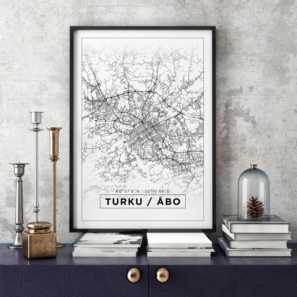 Mapa - Turku / Turku - Cartaz Branco