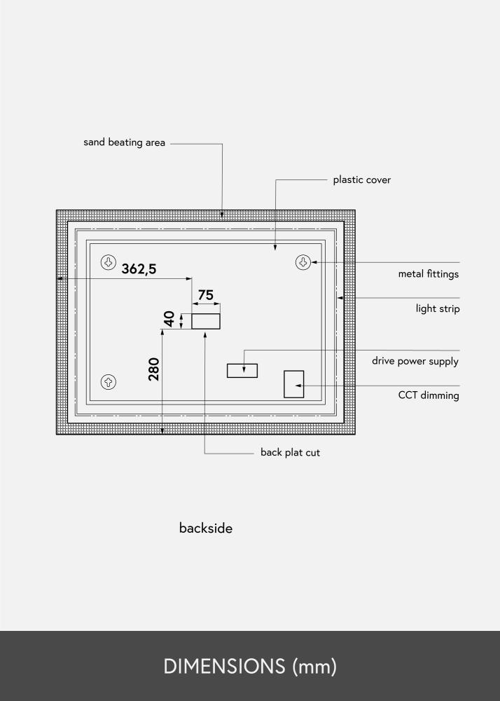 KAILA Espelho Rectangle II LED 60x80 cm