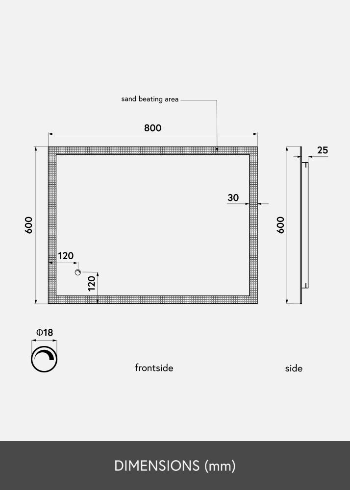 KAILA Espelho Rectangle II LED 60x80 cm