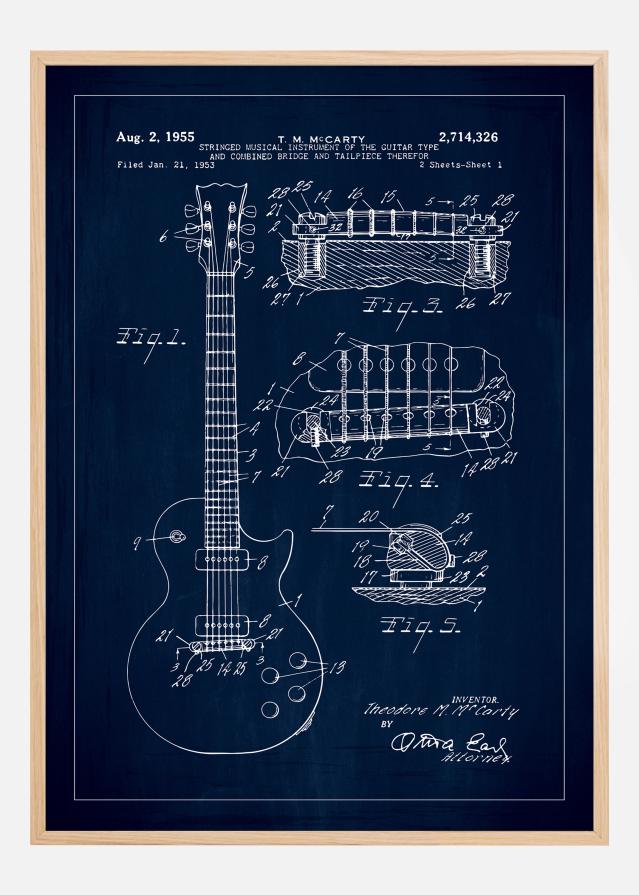 Desenho de patentes - Guitarra elétrica I - Azul Póster