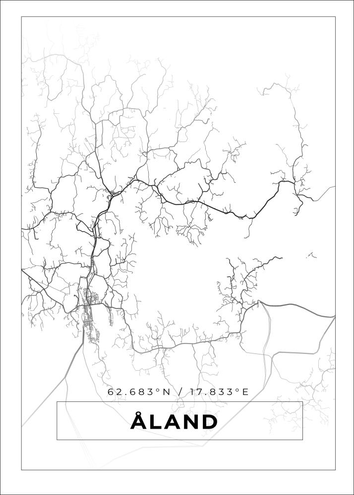 Mapa - Åland - Branco Póster