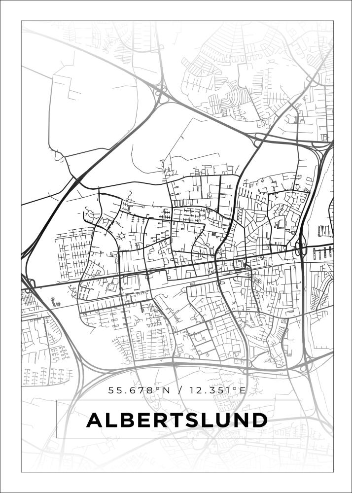 Mapa - Albertslund - Cartaz Branco