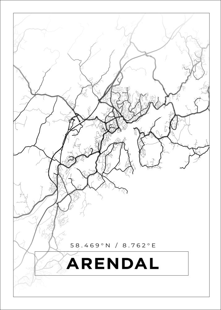 Mapa - Arendal - Cartaz Branco